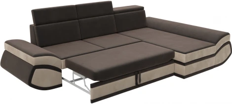 Диван угловой Лига-032 правый угол (Коричневый,Бежевый/Велюр) Лига Диванов арт.121646