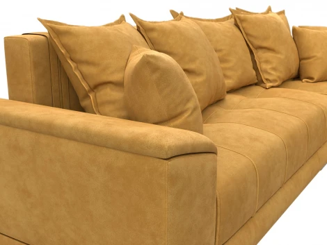 Диван угловой НордСтар правый угол (ДСП,Брус/Пластик/Велюр/Желтый) Лига Диванов 127934