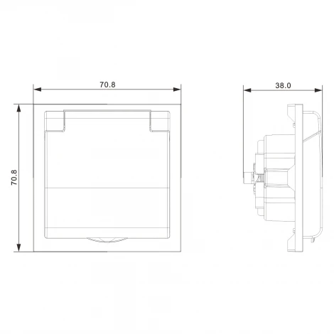 Накладка для розетки Schuko с заземлением, с крышкой, 16A 250 В~, серый графит IP44 Donel S08 DS45459