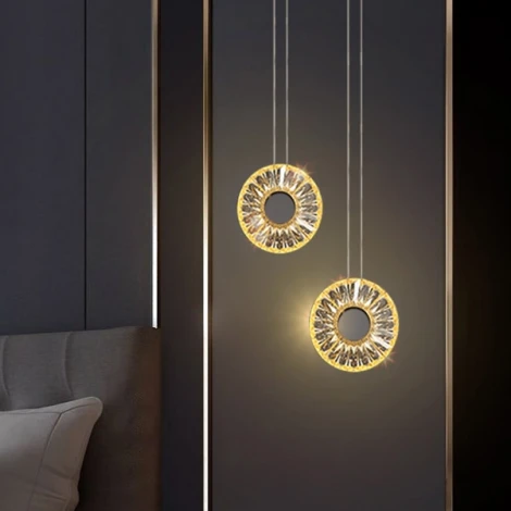 Подвесной светильник Godiva Brass 4000К ImperiumLoft Godiva01 (186815-23) (LED, 220V, хрусталь, на тросе, кольцо)