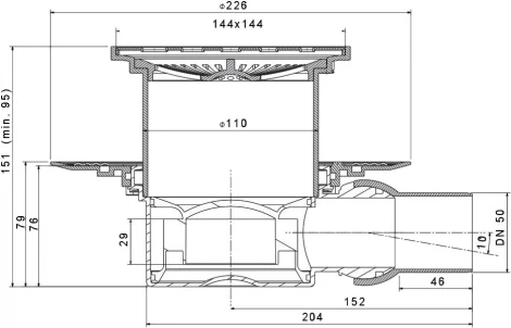Душевой трап Pestan Confluo Standart Tide1 15x15 без рамки