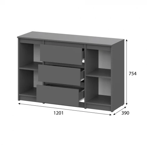 Комод Арника комбинированный Денвер, графит