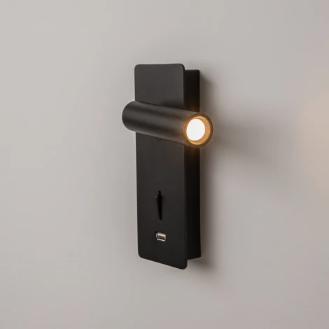 Настенный светильник с usb-портом (бра для чтения) Mirax 3000К 3Вт IP 20 LED Maytoni Technical C041WL-L3B3K (220V, выключатель)