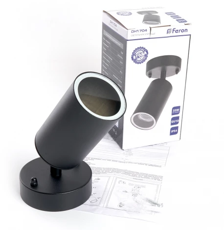 Архитектурная подсветка Feron Бостон 48322 DH1704, на стену, GU10 черный (220V, круглые, IP54)