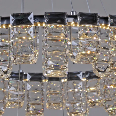 Подвесная люстра светодиодная с регулировкой цветовой температуры Reluce 33051-0.4-800 CR (220V, хрусталь, на тросе)