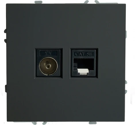 ТВ-розетка и Ethernet RJ-45 (черный) Stekker Эмили 49846