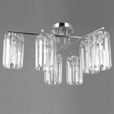 Потолочная люстра на штанге ILLUMICO IL3566-6CSQ-24 CR LYRA (220V, хрусталь)