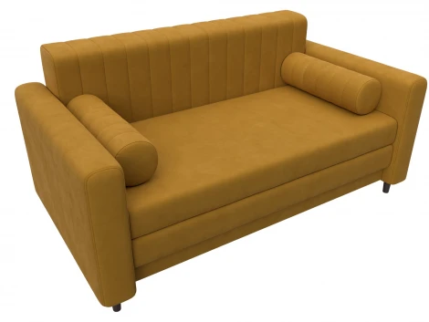 Диван прямой Лига-070 (ЛДСП,Брус,Фанера/Дерево/Велюр/Желтый) Лига Диванов 129758