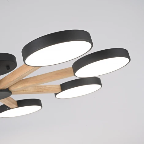 Потолочная люстра Wi-Fi на штанге Turna 8 Black By ImperiumLoft Turna01 (LED, 220V, голосовое управление, умный дом - Алиса)