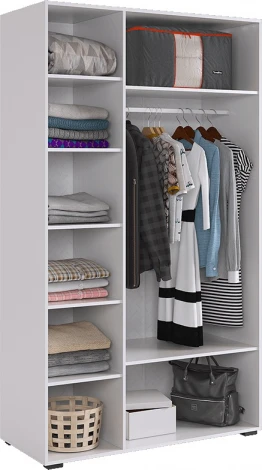 Ева Шкаф трехдверный 105.02 Mebelson (ЛДСП,ПВХ,МДФ,Металл/Светлое дерево,Белый) арт.UL.105-M.104.02.3101