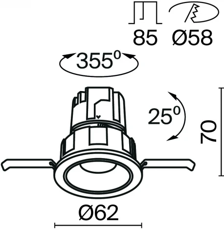 Встраиваемый светильник под гипсокартон Wise 4000K 7W Maytoni DL057-7W4K-B (LED, 220V, круглые)