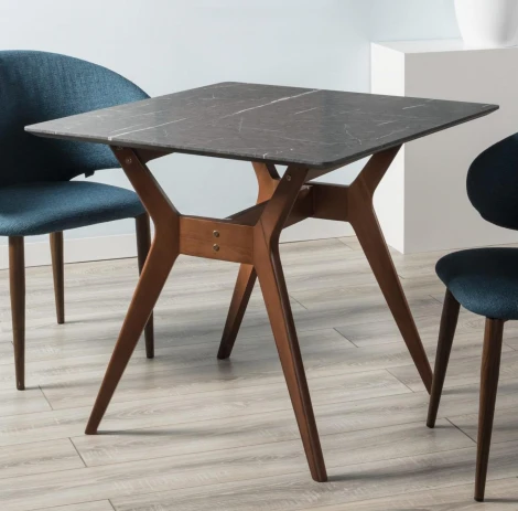 Стол R-Home Нарвик 960*960 мрамор Графит Темный орех