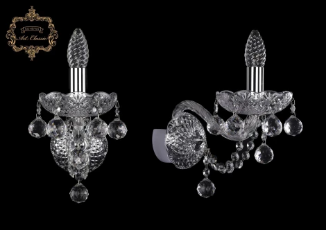 Бра Art Classic 10.26 10.26.1.165.XL.Cr.B (220V, хрусталь, подвески, подсвечник, свеча)