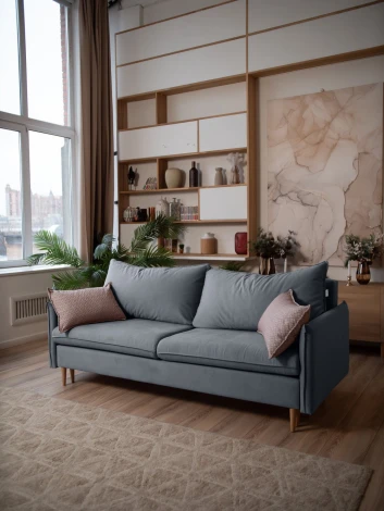 СКАНДИ Диван тканевый прямой светло-серый D1 furniture арт.AAA41309014