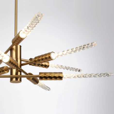 Потолочная люстра на штанге Odeon Light Kolos 5449/28L сатинированн.латунь/прозрачн./металл/стекло LED 28W (10*2.8W) 3000K (220V)