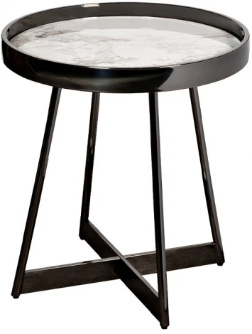 47ED-28020 Стол журнальный белый/черный хром 50*50*55см Garda Decor