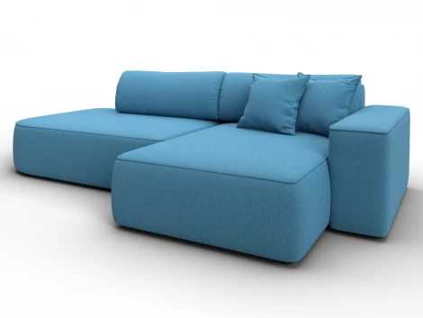 Диван угловой Лига-065 БП угол правый (ДСП,Рогожка/Голубой) Лига Диванов 134786