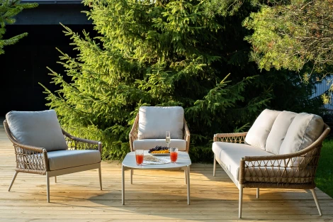 "Венеция" лаунж-зона из искусственного ротанга, цвет соломенный 4SIS арт.УТ-00007459