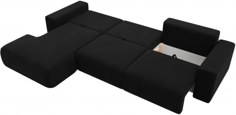 Диван угловой Лига-036 НПБ Классик Лонг левый угол (Черный/Микровельвет) Лига Диванов арт.121382L