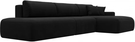 Диван угловой Лига-036 НПБ Модерн Лонг правый угол (Черный/Микровельвет) Лига Диванов арт.121416