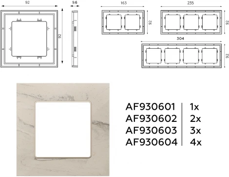 Рамка Ambrella Volt ALFA Grand (Серо-бежевый мрамор) 4-ая AF930604