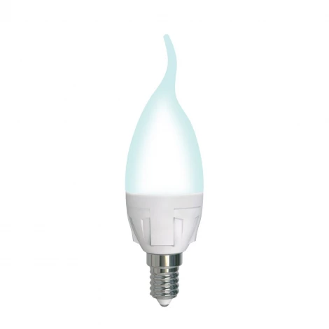 Лампочка светодиодная свеча на ветру белая E14 7W 4000K Uniel LED-CW37 7W/4000K/E14/FR/DIM PLP01WH