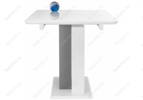 Стол на тумбе Woodville Санса белый / белая шагрень / грей 462081
