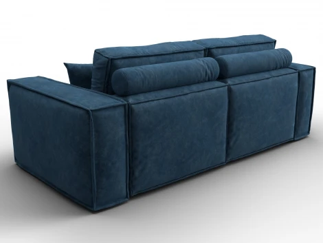 Диван прямой Лига-081 НПБ (ДСП/Пластик/Велюр/Синий) Лига Диванов 130115