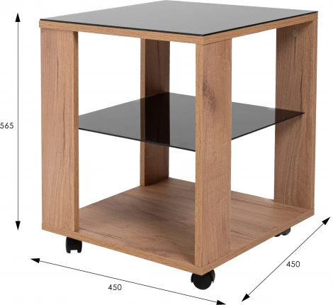 Стол журнальный BeautyStyle 6 дуб крафт золотой/стекло черное Mebelik арт.009385