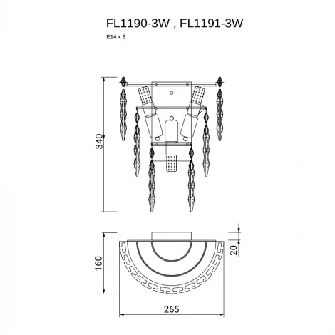 Бра Fluorite Sovrana FL1190-3W