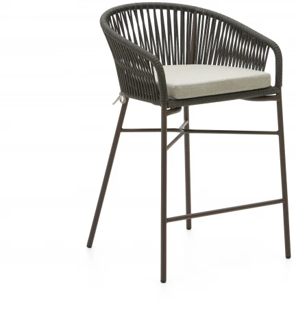 Барный стул La Forma (ex Julia Grup) Yanet (Зеленый/ Веревка,Пена,Металл,Сталь)