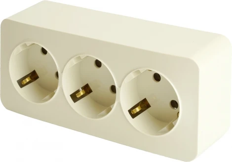 Розетка тройная с заземлением (слоновая кость) Stekker София 49501