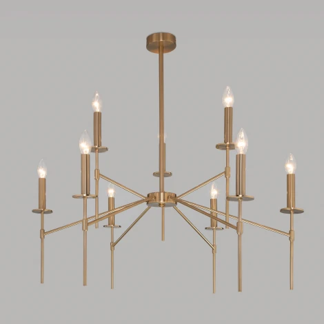 Потолочная люстра Wi-Fi на штанге Eurosvet Anders 60142/9 латунь (220V, управление смартфоном, голосовое управление, умный дом - Minimir Home, Алиса, Маруся, Салют, свеча)