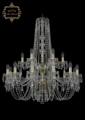 Подвесная большая люстра Art Classic 11.23 11.23.12+6.300.2d.h-94.Gd.Dr (220V, хрусталь, на цепи, подсвечник, свеча)