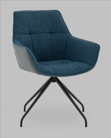 Кресло вращающееся Кимберли рогожка/замша синий Stool Group арт.УТ000041749