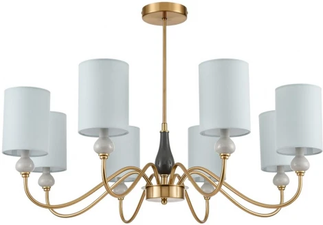 Потолочная люстра на штанге Lumion Anri 6590/8 латунь/мятный зеленый, металл, керамика/текстиль E14 8*40W 220V