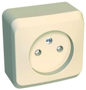 Розетка накладная без заземления со шторками (кремовый) Systeme Electric Этюд PA16-002K