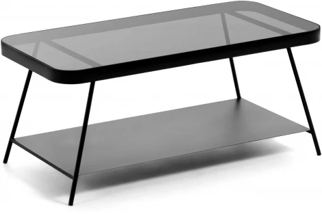 Журнальный стол La Forma (ex Julia Grup) Duilia (Черный,Прозрачный/ Металл,Сталь,Стекло)