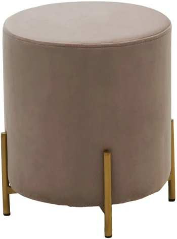 Пуф для гостиной ШАРЛЬ круглый Mr27 Бежевый, велюр / золото
