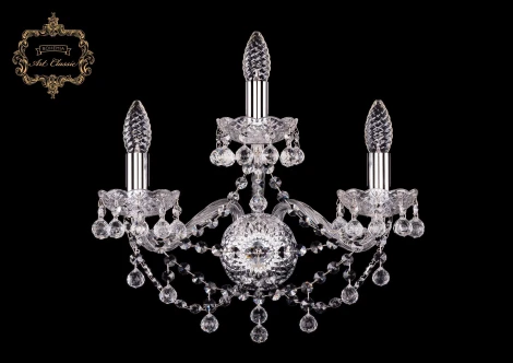 Бра Art Classic 10.26 10.26.2+1.165.Cr.B (220V, хрусталь, подвески, подсвечник, свеча)