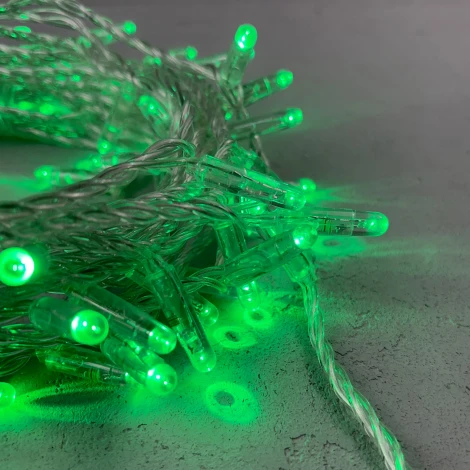 Гирлянда Нить с колпачком 10м зеленая 24В, 100 LED, провод прозрачный ПВХ, IP65 Laitcom PST100CAP-10-1G