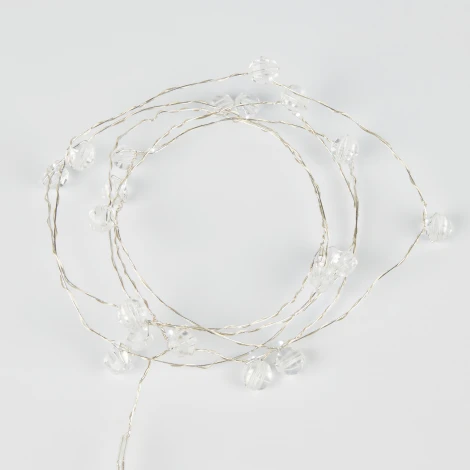 Гирлянда светодиодная на батарейках 2AA. Бусины мини. 1.9м. 20 светодиодов. Белый свет. ULD ULD-S1900-020/STB/2AA WHITE IP20 BEADS MINI