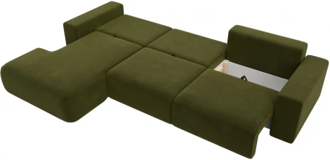Диван угловой Лига-036 НПБ Классик Лонг левый угол (Зеленый/Микровельвет) Лига Диванов арт.121385L