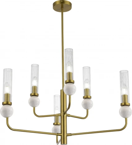 Потолочная люстра на штанге ST Luce Medea SL1244.303.06 латунь/прозрачный E14 6*40W (220V)