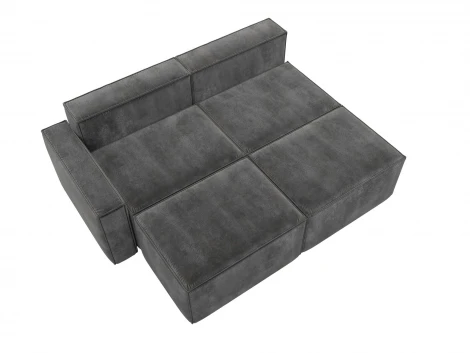 Диван угловой модульный Лига-063 угол левый (ДСП/Пластик/Велюр/Серый) Лига Диванов 129795L