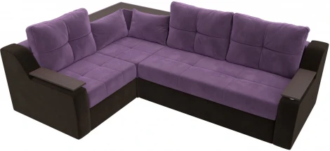 Диван угловой Кронос левый угол (Сиреневый,Коричневый/Микровельвет) Лига Диванов арт.114627L
