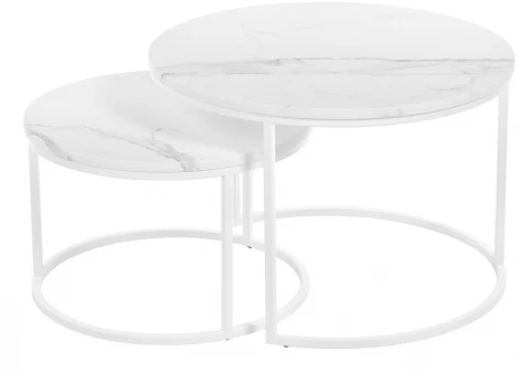 Набор кофейных столиков Tango белый мрамор с белыми ножками, 2шт Bradex Home RF 0351