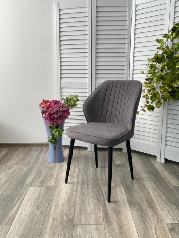 Стул VENA, цвет B28 Темно-серый, велюр / черный каркас