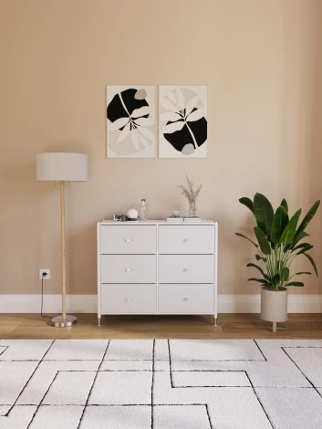 Комод Leset Нирита/Хайди, 6 ящиков, Белый (Сталь,Экокожа/Белый) арт.2500000209734