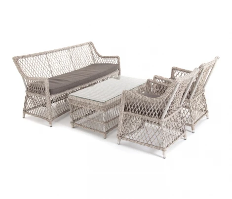 Лаунж-зона из искусственного ротанга на 4 персоны, цвет бежевый 4SIS Асти AS2C2JT-4-SET beige